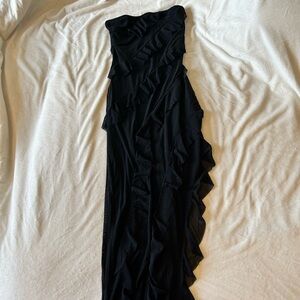 Black Ruffle Maxi Dress